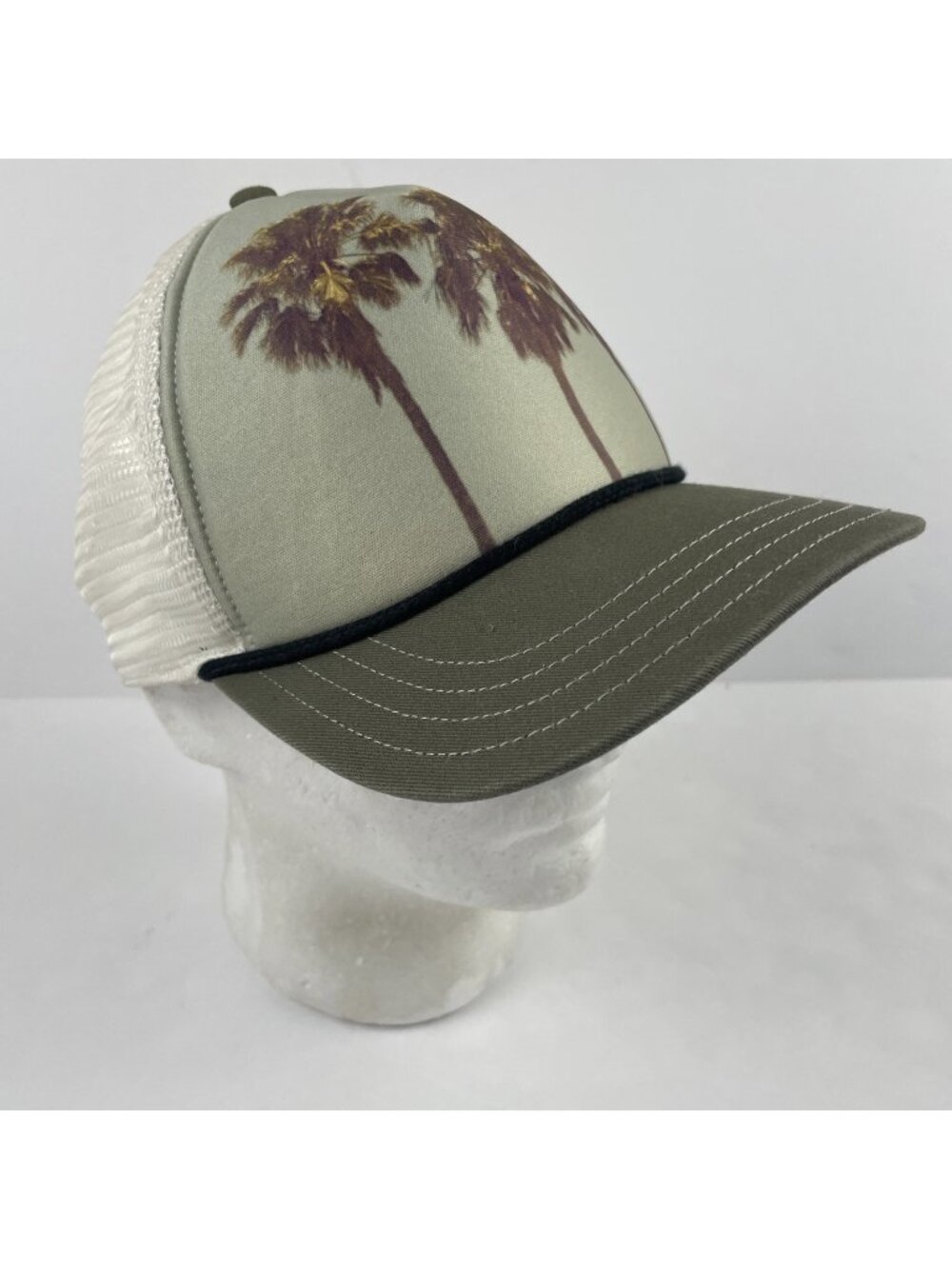 Pistil Hat Cap Snap Back Gray Mesh Trucker Palm Tree Pink Tropical Patch Mens